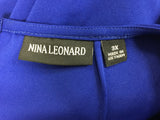 New Nina Leonard Long Sleeve Ladder Detail Dress With Metal Squares Sapphire 3X