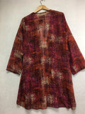 New BELLINA Printed Long Sleeve Chiffon Duster Multicolor XL