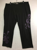 New N NATORI, Solid Double Knit Pant With Applique Black 3X