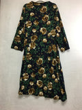 New NINA LEONARD Long Sleeve Floral Wrap Dress Navy Multi 3X