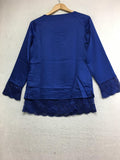 New ISAAC MIZRAHILive!, Long Sleeve Round Neck With Lace Royal Navy Size 4
