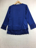 New ISAAC MIZRAHILive!, Long Sleeve Round Neck With Lace Royal Navy Size 2