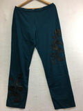 New N NATORI, Solid Double Knit Pant With Applique Dark Teal Small