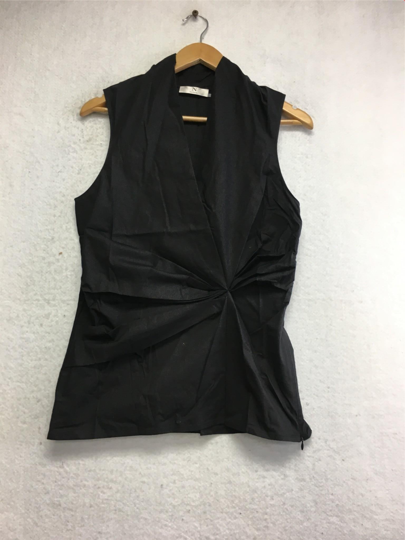 New N NATORI Sleeveless Wrap Top Black Size 8