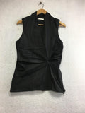 New N NATORI, 3D Daisy Sleeveless Wrap Top Black Size 16W