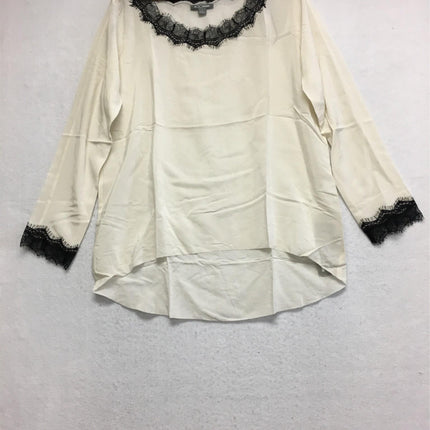 New GO SILK, Lace Trimmed Blouse Ecru XL
