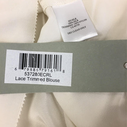 New GO SILK, Lace Trimmed Blouse Ecru XL