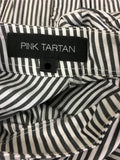 New PINK TARTAN Stripe  Ruffle Long Sleeve Top Black/White Size 8