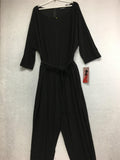 New NINA LEONARD 3/4 Sleeve Dolman Sleeve Boatneck Jumpsuit Black 2X
