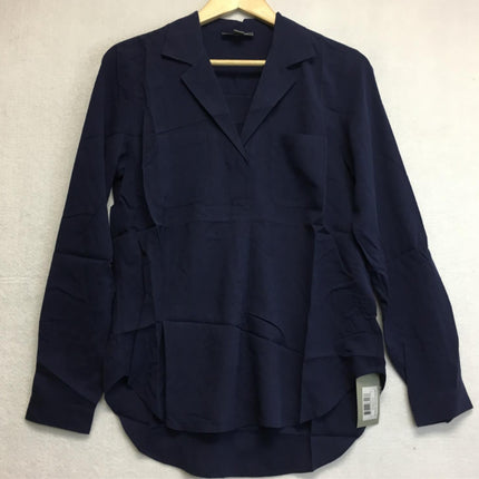 New GO Silk, Anywhere POPOVER Blouse Navy Small