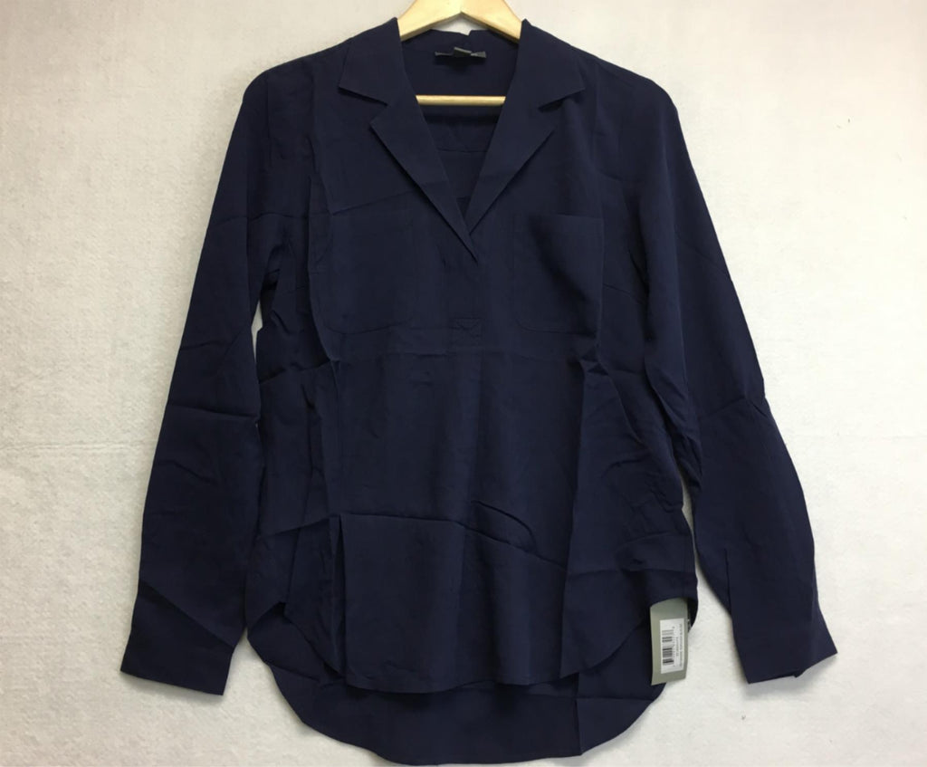 New GO Silk, Anywhere POPOVER Blouse Navy Small