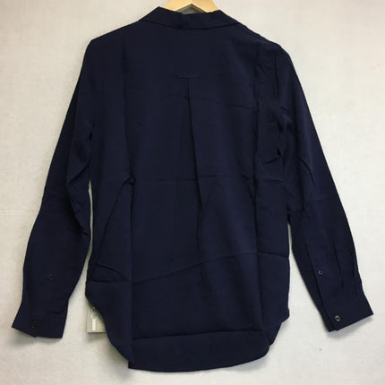 New GO Silk, Anywhere POPOVER Blouse Navy Small