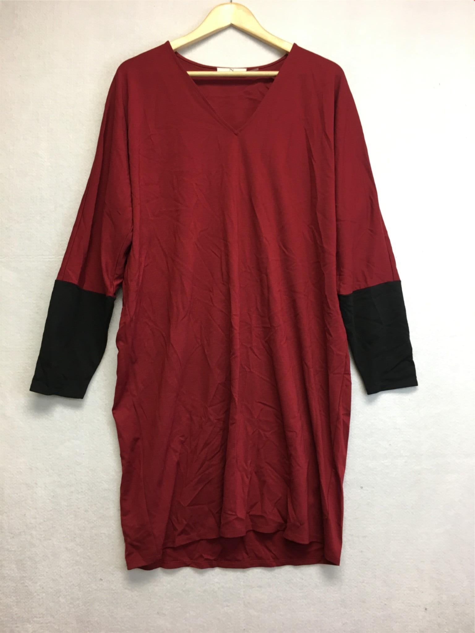 New N Natori Solid Double Jersey Dress Dark Red Large