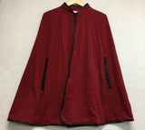 New N Natori Solid Double Jersey Poncho With Faux Leather Dark Red Small
