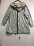 NEW BELLINA Long Casual Wrap Hoodie Cardigan With Contrast Trim Gray XL