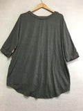 NEW BELLINA Mixed Media Dolman Sleeve Top Grey/Pink XXL