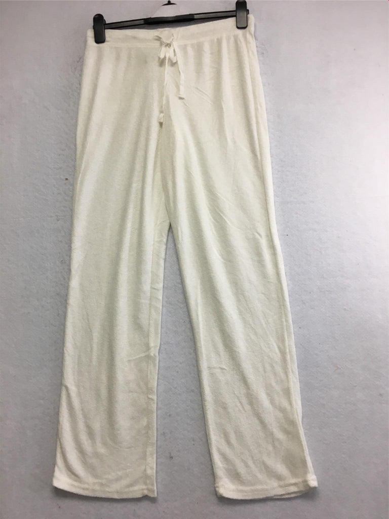 NEW N NATORI, Terry Lounge Pant Heather Tie Waist White Small