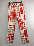 NEW N NATORI, Baslet Weave Ankle Pant Red/Ivory Size 12