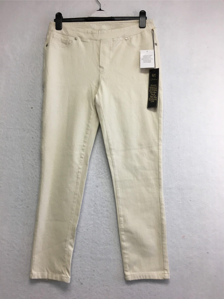 NEW DG2 By Diane Gilman Women's Straight Denim Pant Ivory LP