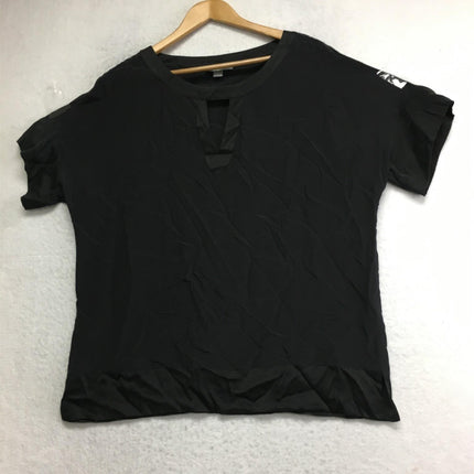 NEW GO SILK,  Solid Peek A Boo Neck Black Small