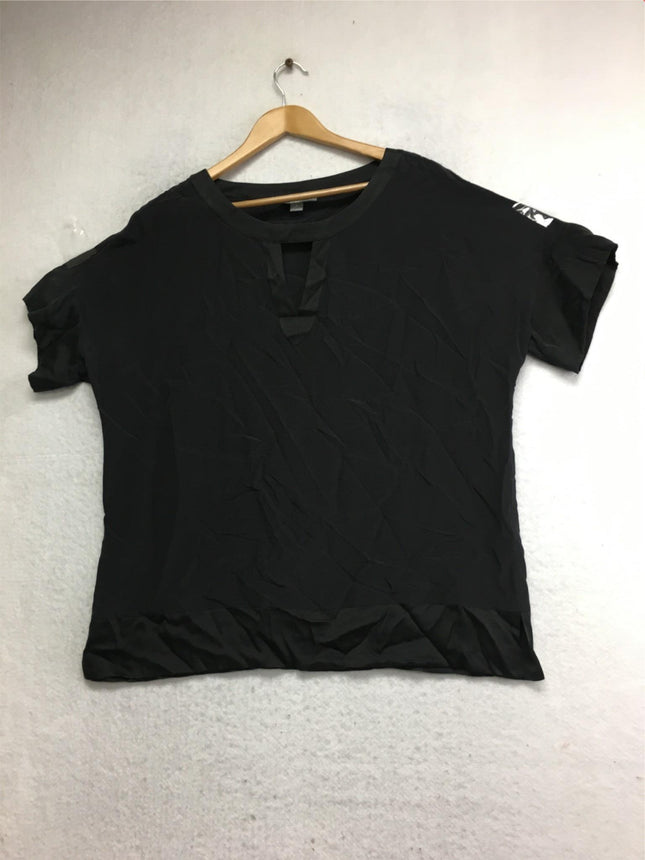 NEW GO SILK,  Solid Peek A Boo Neck Black Small