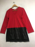 NEW N NATORI Solid Jersey Knit Tunic w/ Faux Leather Medallion Large