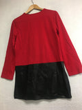 NEW N NATORI Solid Jersey Knit Tunic w/ Faux Leather Medallion Large