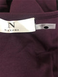 NEW N NATORI Solid Jersey Knit Tunic w/ Faux Leather Sugar Plum Small