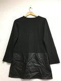 NEW N NATORI Solid Jersey Knit Tunic w/ Faux Leather Black Small