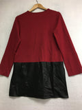 NEW N NATORI Solid Jersey Knit Tunic w/ Faux Leather Dark Red Small