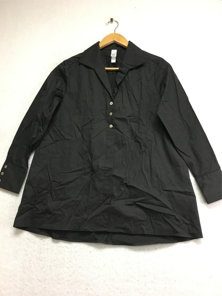 NEW MARLA WYNNE Poplin Shirt Black XS