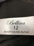 NEW BELLINA Straight Leg Side Zip Pant Dark Grey Size 12