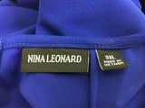 New Nina Leonard Long Sleeve Ladder Detail Dress With Metal Squares Sapphire 3XL