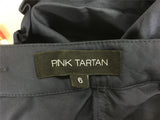 New Pink Tartan, Long Sleeve Ruffle Top, Navy 6