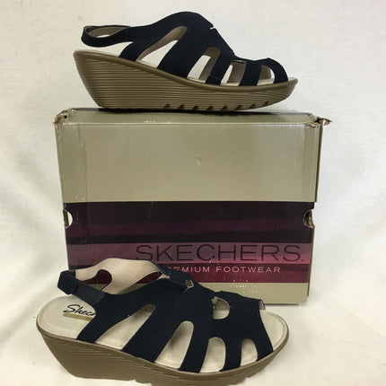 SKECHERS Women's Parallel Slingback Wedge Sandals Navy- Size 10 US