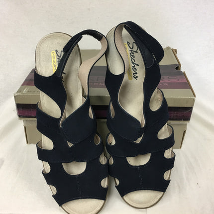 SKECHERS Women's Parallel Slingback Wedge Sandals Navy- Size 10 US