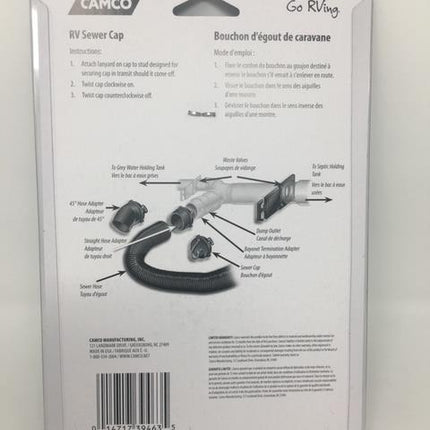 NEW Camco 39463-X RV Sewer Cap with Hose Connection