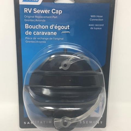 NEW Camco 39463-X RV Sewer Cap with Hose Connection