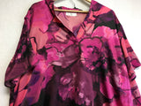 New N Natori, Stretch Silk Satin Short Sleeve PJ Set Plum Melody 2X