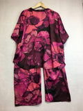 New N Natori, Stretch Silk Satin Short Sleeve PJ Set Plum Melody 2X