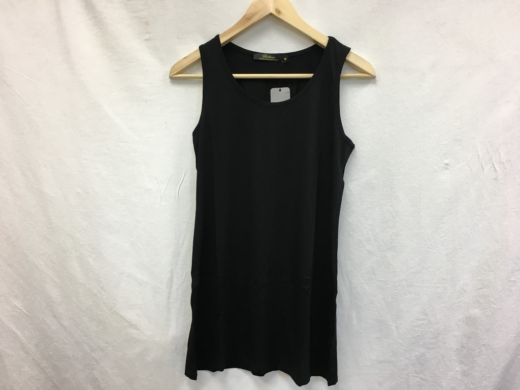 New Bellina Long Jersey Tank Top Black Medium