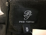 New Pink Tartan Round Neck Plain Dress With Back Zip Charcoal XS