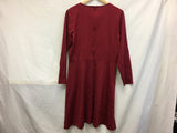 New N Natori Double Jersey Knit Dress W/Faux Leather Dark Red L