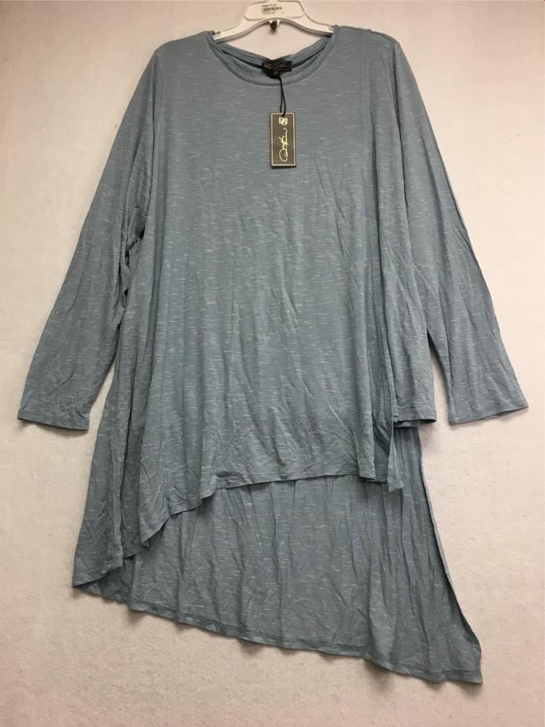 New DG2 By Diane Gilman Symmetrical Long Sleeve Top Charcoal 2X