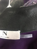 New N NATORI Women Solid Double Knit Topper w Faux Leather, Purple/Blk Size XS/S