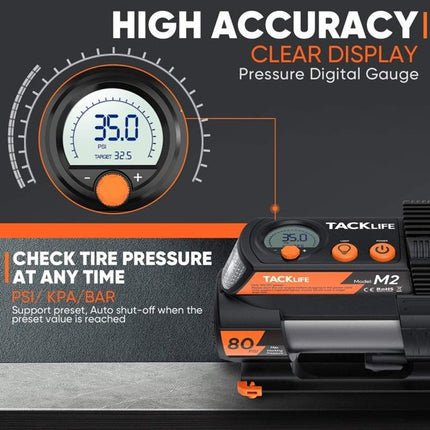 NEW, TACKLIFE M2 12V DC Digital Auto Tire Inflator