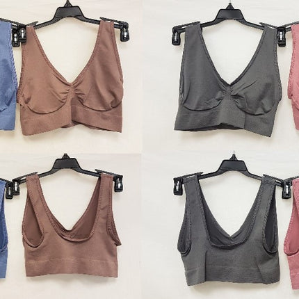 LOT OF 4 Rhonda Shear 9588 Ahh Seamless Leisure Bra, MAUVE, GREY, BLUE, MOCHA