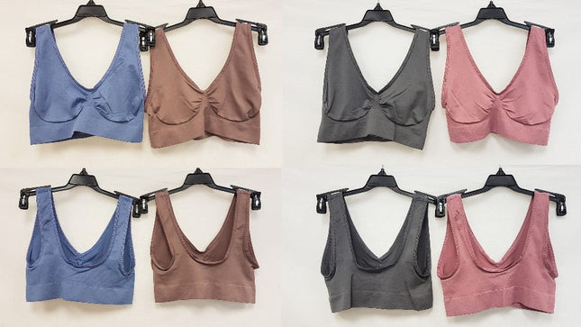 LOT OF 4 Rhonda Shear 9588 Ahh Seamless Leisure Bra, MAUVE, GREY, BLUE, MOCHA