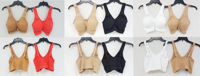 RHONDA SHEAR Women's 9198 Padded Strap Seamless Bra - CHOOSE COLOR PACK 2-BRAS