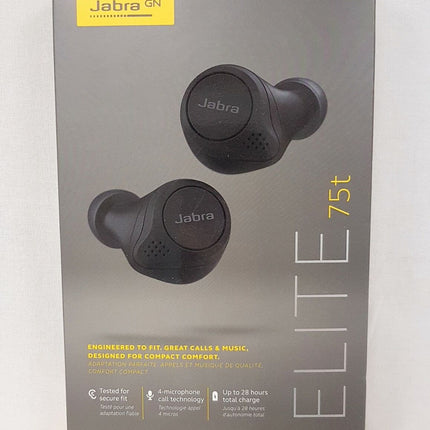 Jabra Elite 75t Earbuds True Wireless Earbuds With Charging Case  Black LIKE NEW